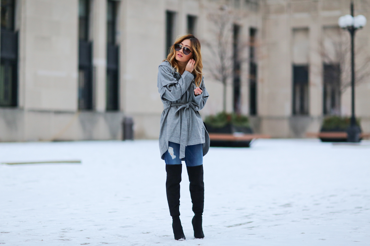 marissa webbb jacket and over the knee boots