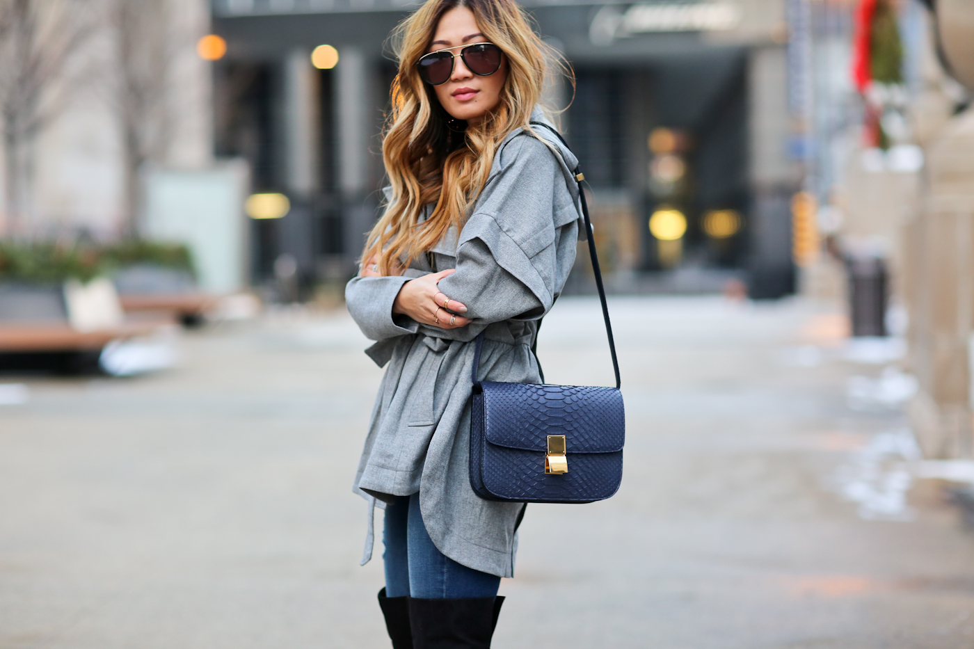 marissa webbb jacket and over the knee boots