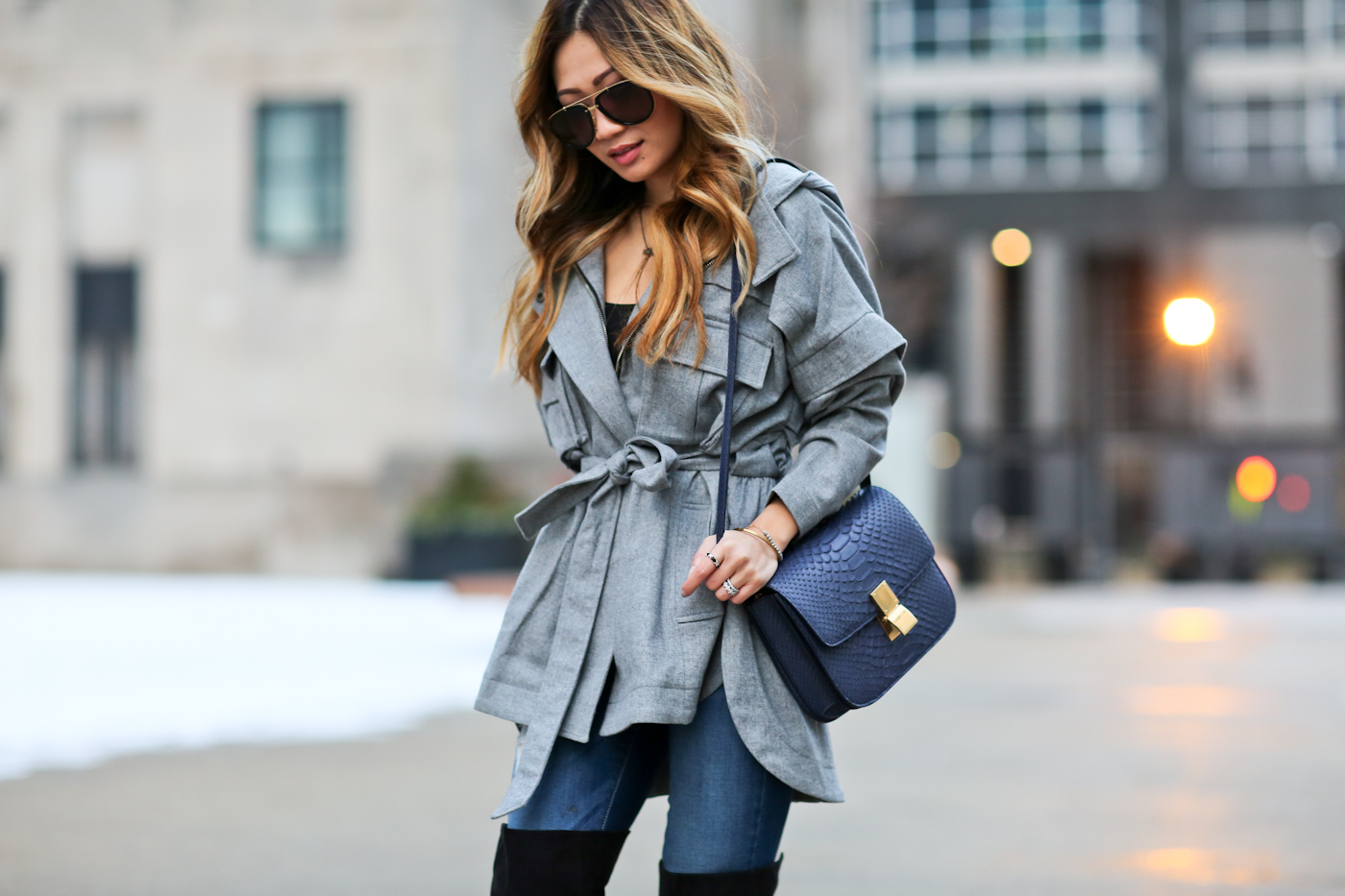 marissa webbb jacket and over the knee boots