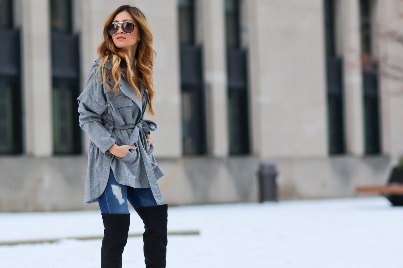 marissa webbb jacket and over the knee boots