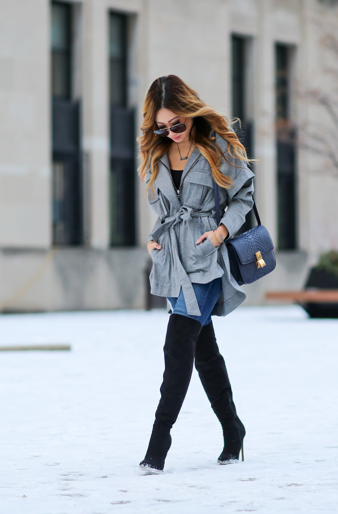 marissa webbb jacket and over the knee boots