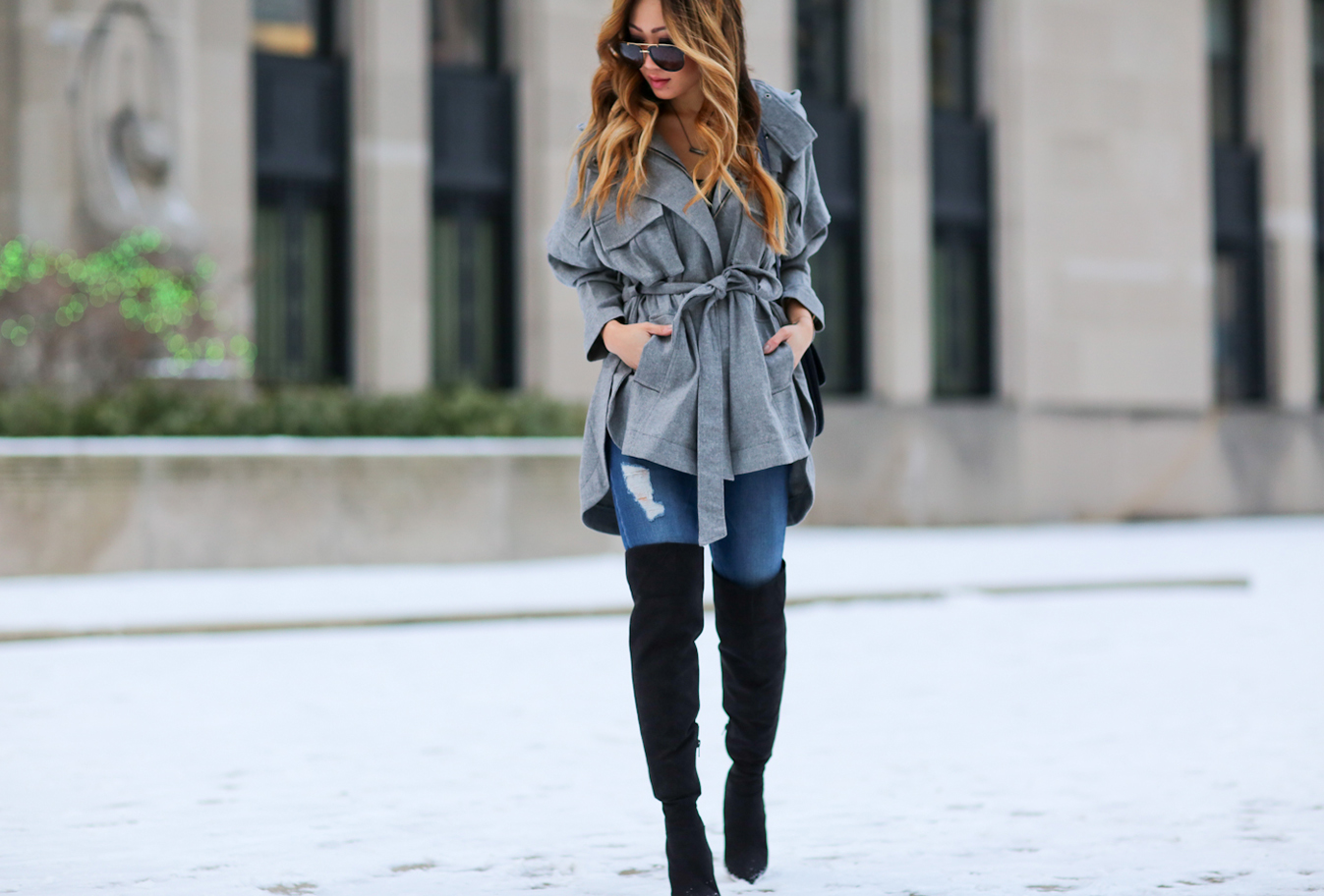 marissa webbb jacket and over the knee boots