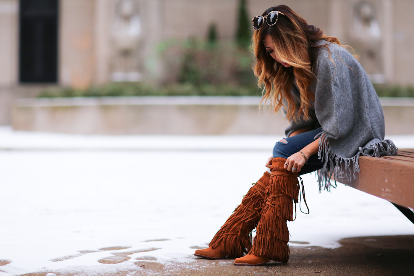 theoutnet fringe poncho and jeffrey campbell fringe boots