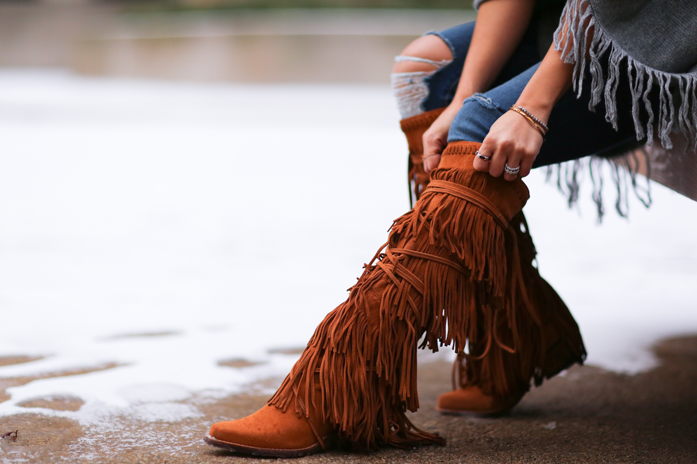 theoutnet fringe poncho and jeffrey campbell fringe boots