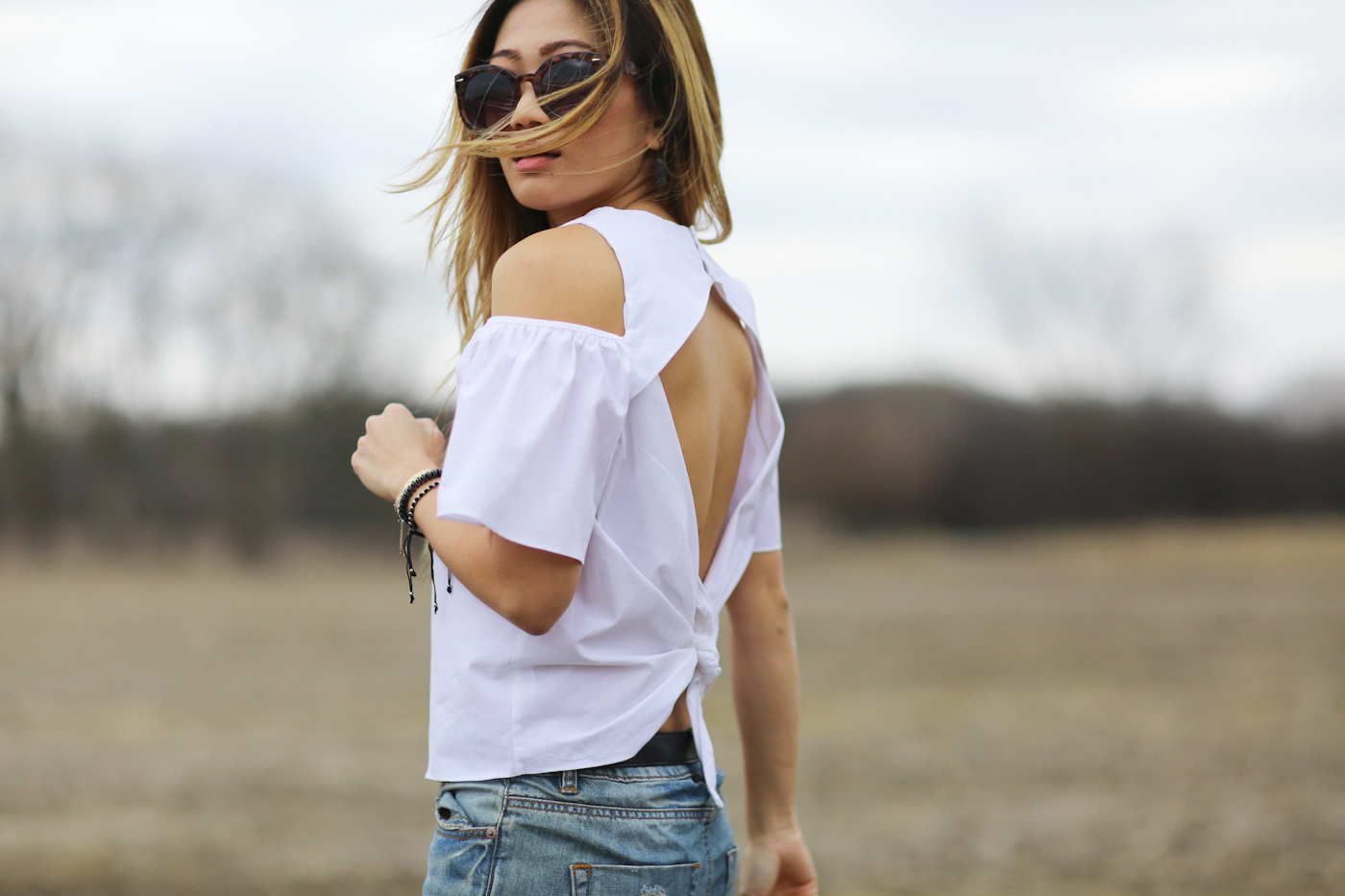 zara unconventional white top with flutter sleeves