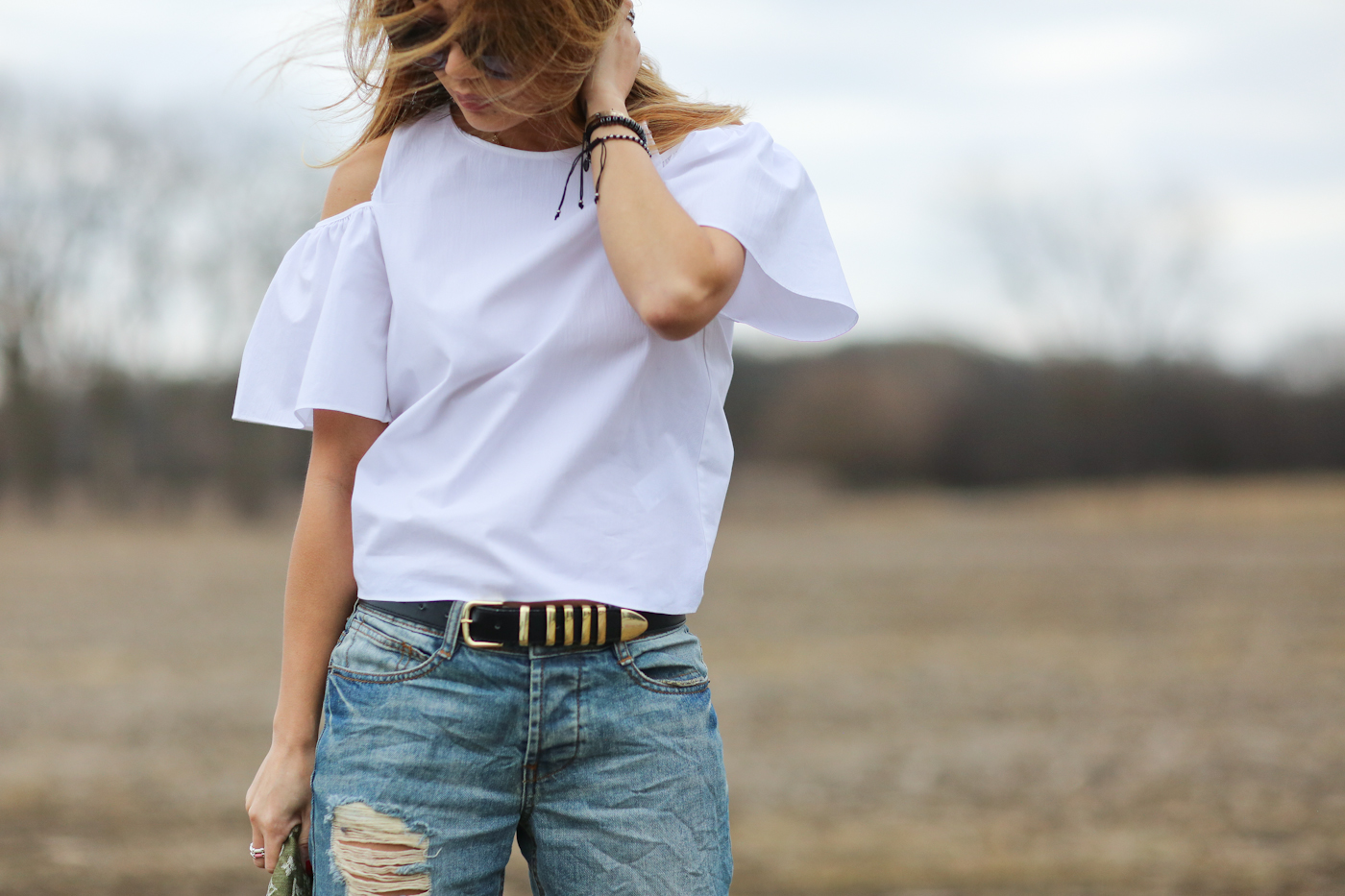 zara unconventional white top with flutter sleeves