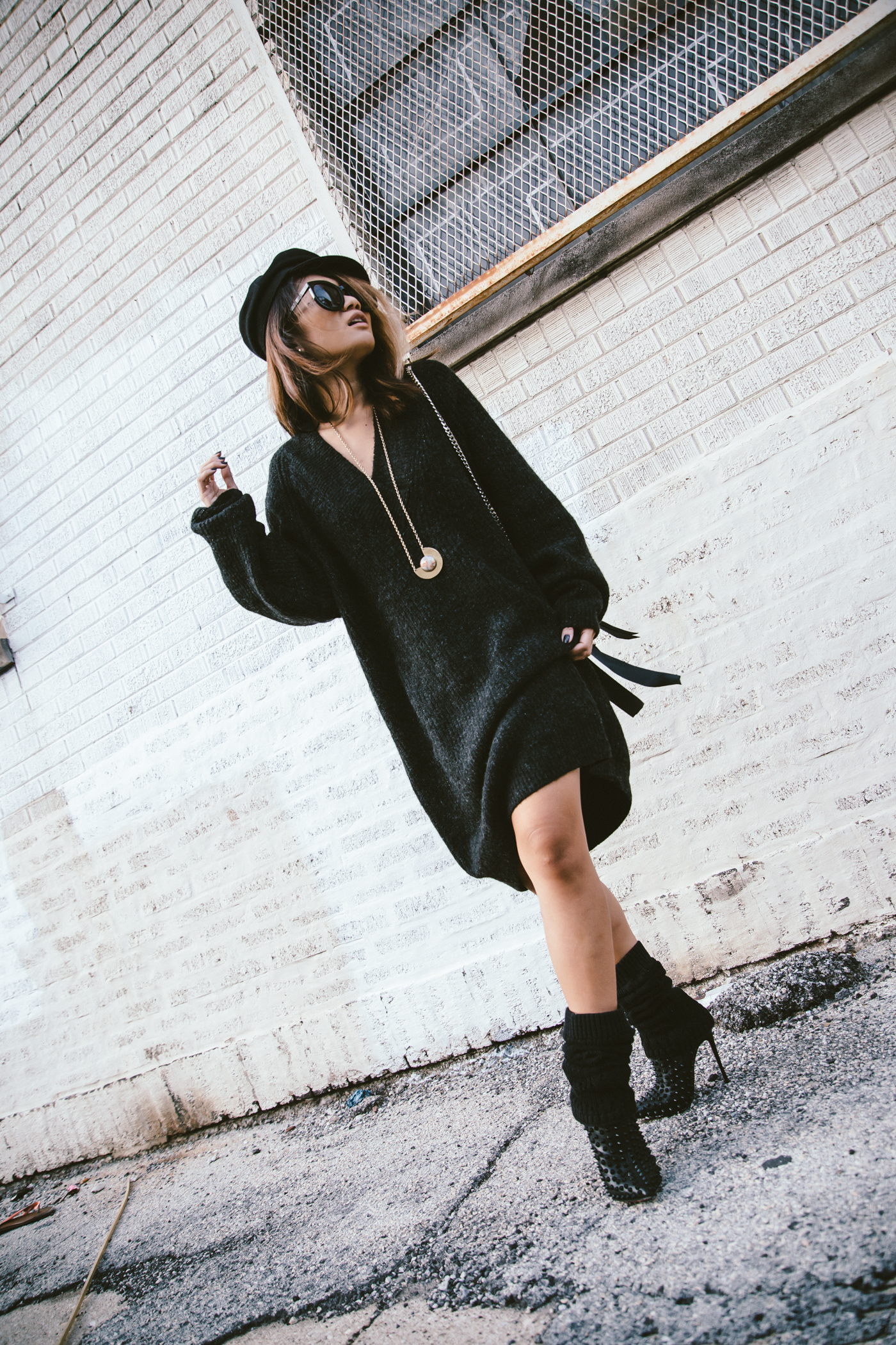 sweater dress ankle boots